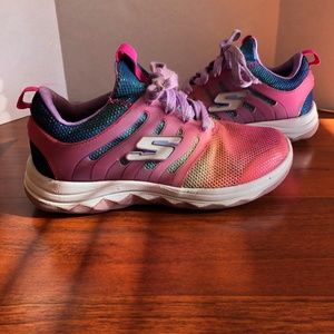 Skechers shimmer pastel rainbow memory foam laces sneakers